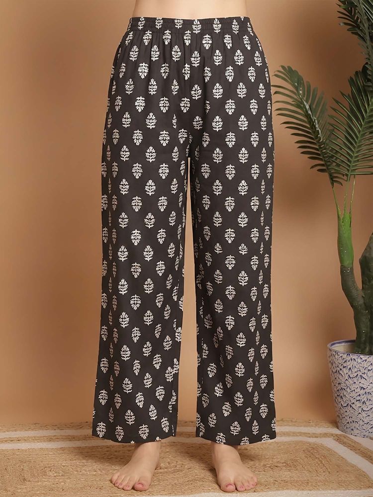 Indreams Women Black Cotton Printed Pyjama-picture-18
