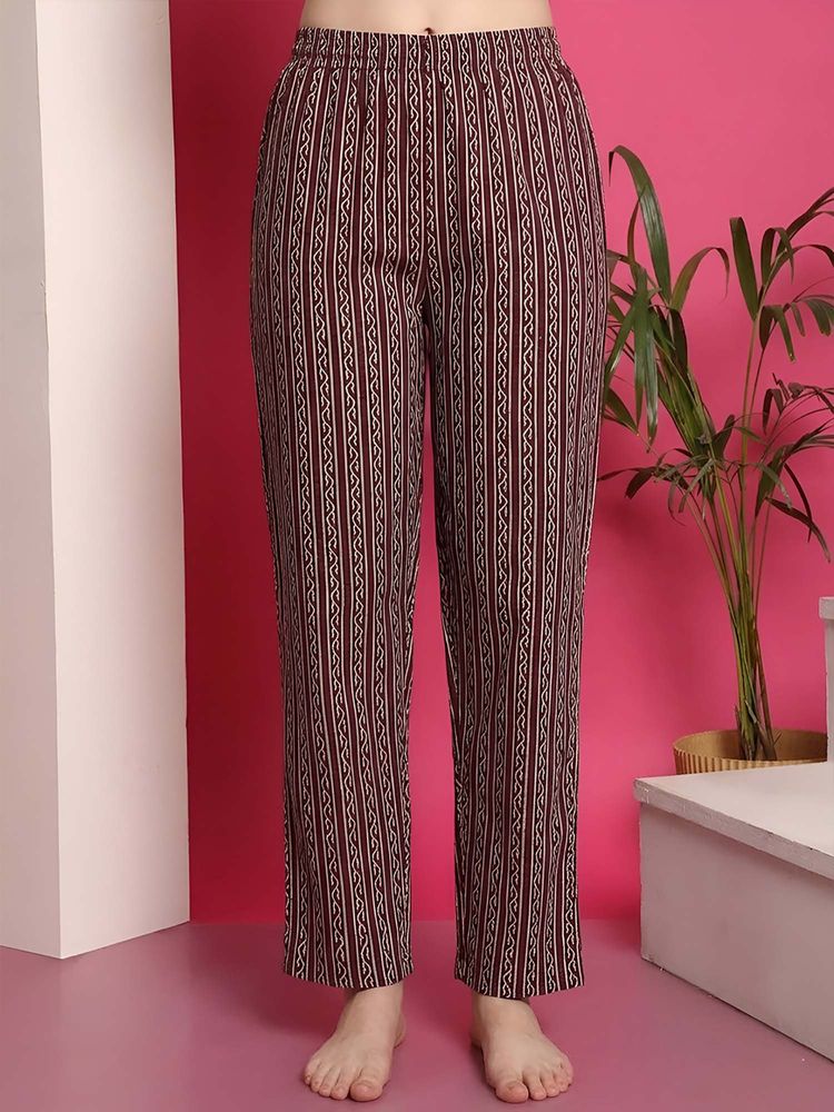 Indreams Maroon Cotton Printed Pyjama-picture-24