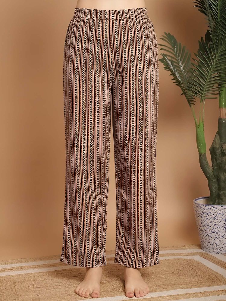 Indreams Maroon Cotton Printed Pyjama-image-4