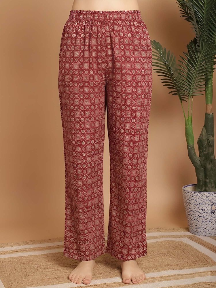 Indreams Red Cotton Printed Pyjama-picture-16