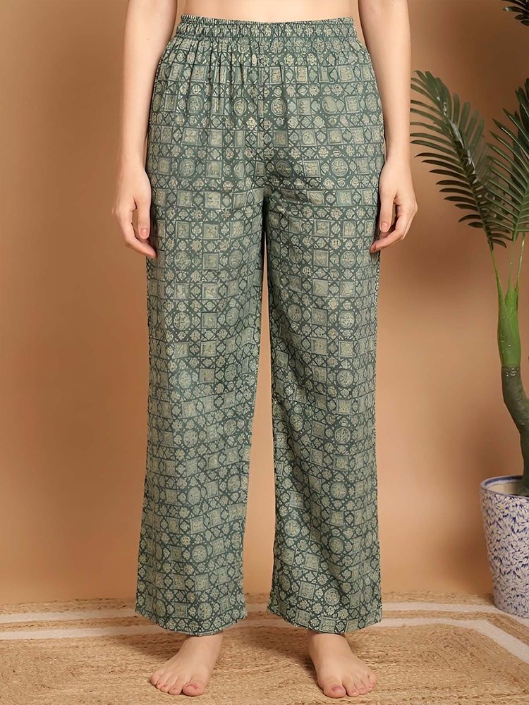 Indreams Green Cotton Printed Pyjama-picture-23