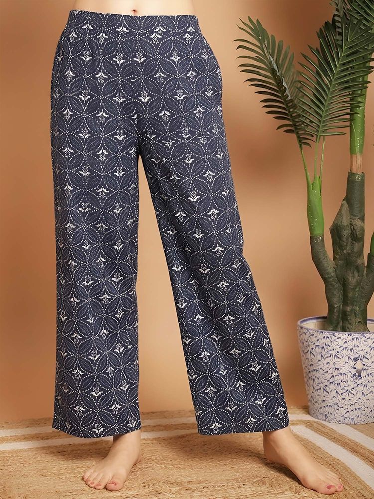 Indreams Blue Cotton Printed Pyjama-picture-10