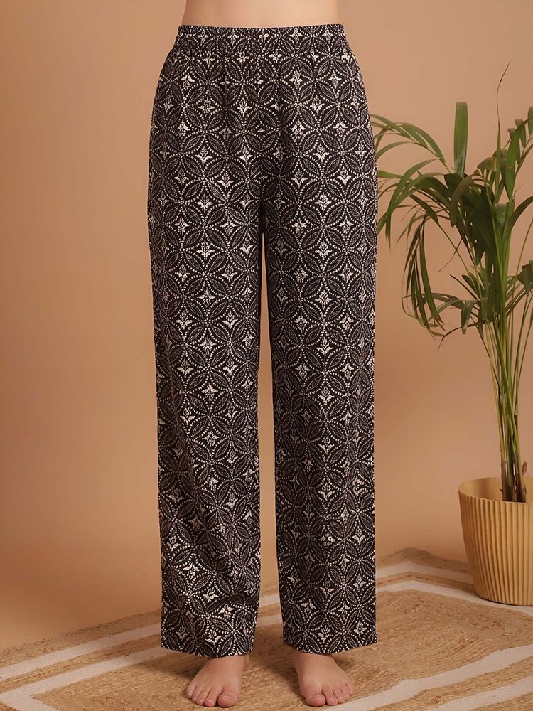 Indreams Black Cotton Printed Pyjama-picture-28