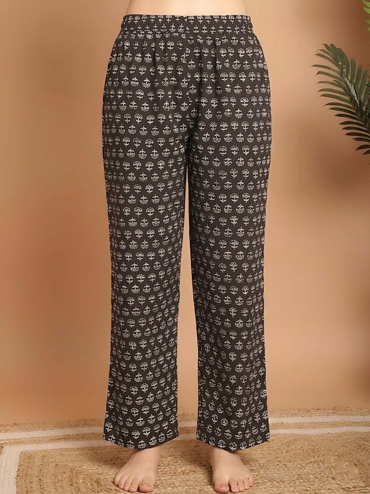 Indreams Black Cotton Printed Pyjama-image-33