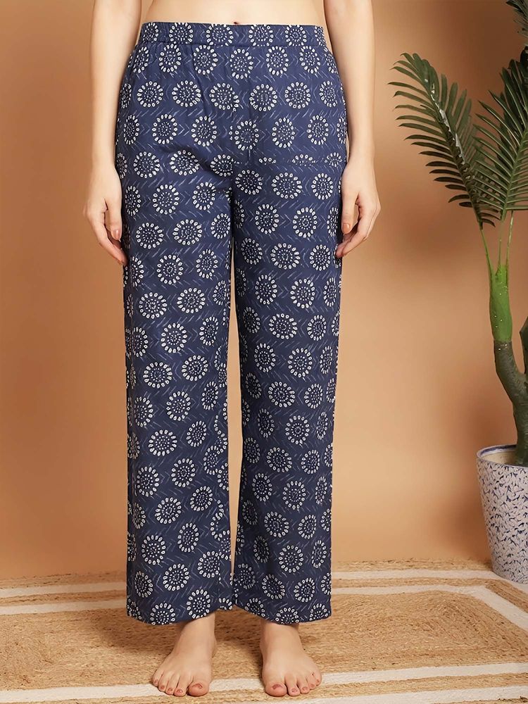 Indreams Blue Cotton Printed Pyjama-picture-26