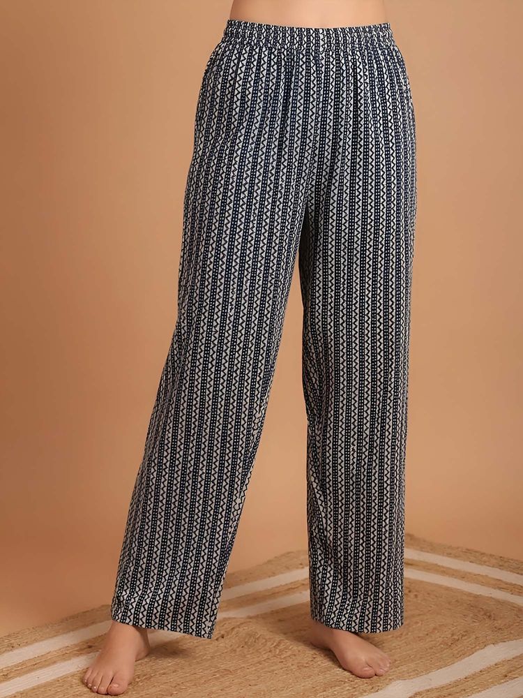 Indreams Blue Cotton Printed Pyjama-picture-12