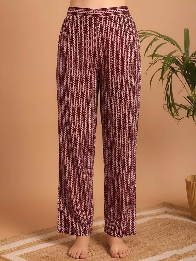Indreams Maroon Cotton Printed Pyjama-picture-15