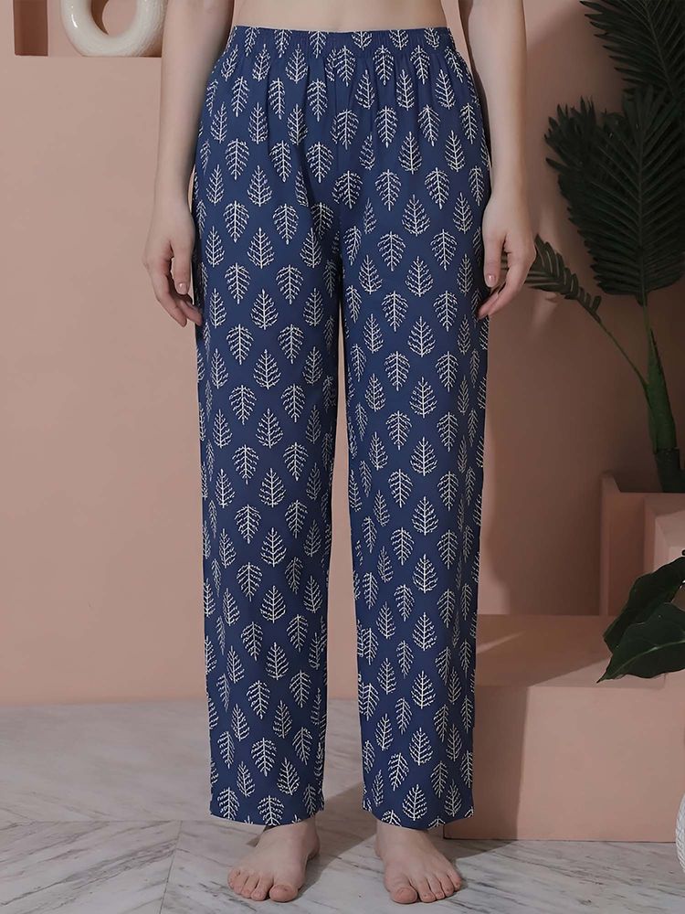 Indreams Navy Blue Cotton Printed Pyjama-picture-26