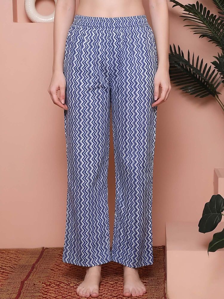 Indreams Blue Cotton Printed Pyjama-picture-20