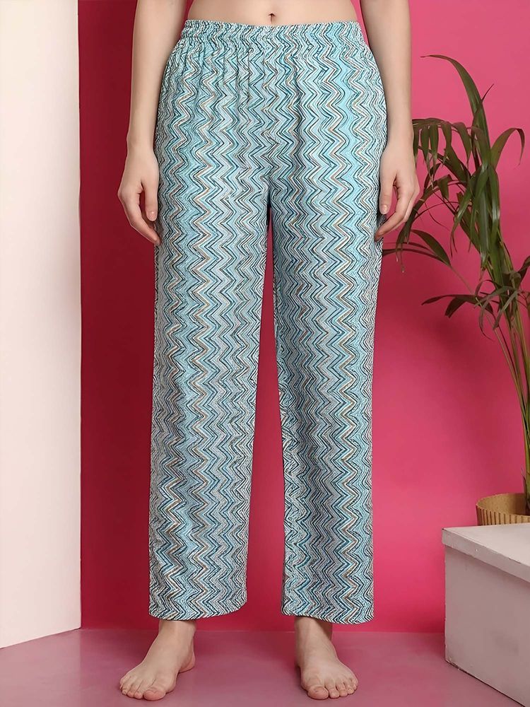 Indreams Blue Cotton Printed Pyjama-picture-21