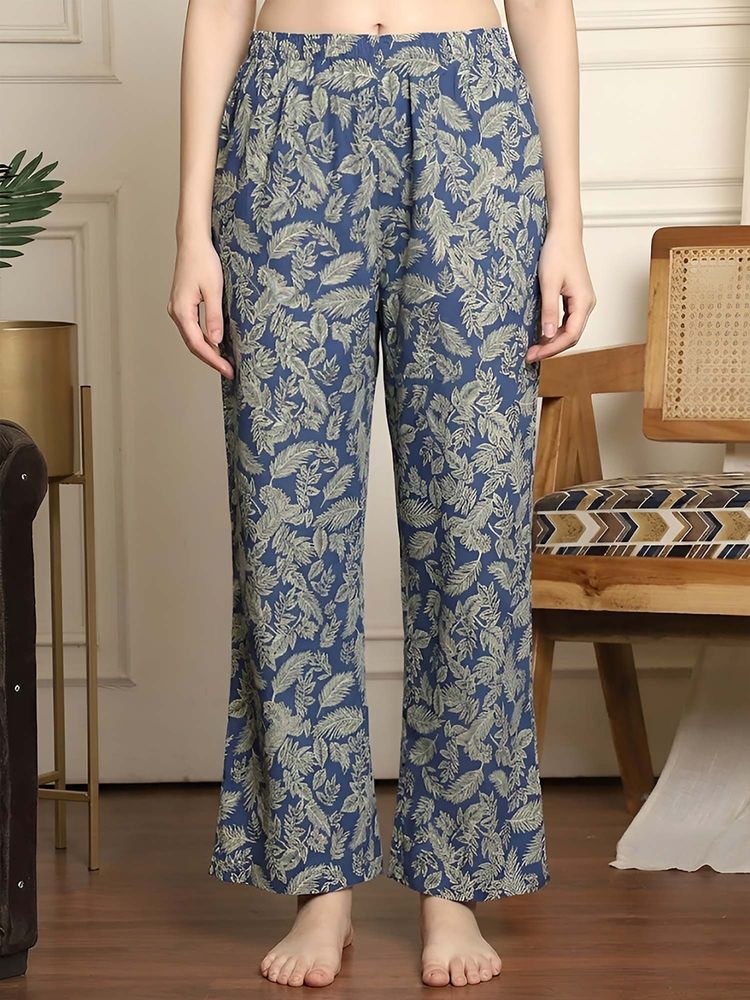 Indreams Blue Cotton Floral Printed Pyjama-picture-38