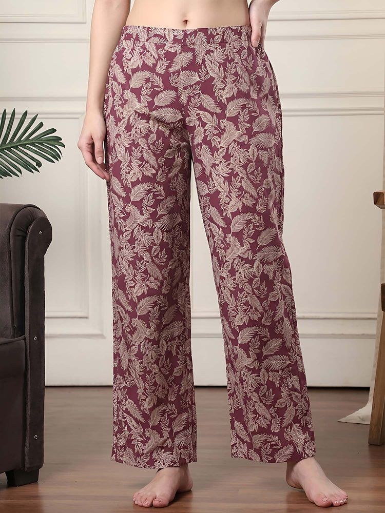 Indreams Purple Cotton Floral Printed Pyjama-picture-28