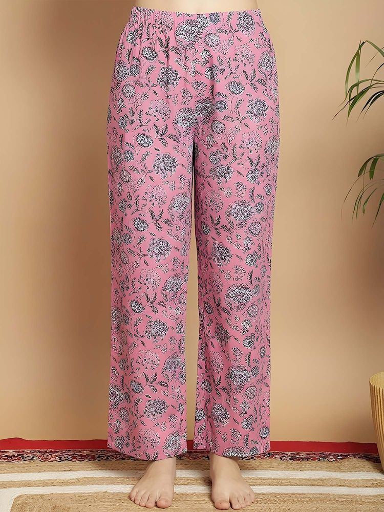 Indreams Pink Cotton Floral Printed Pyjama-picture-36