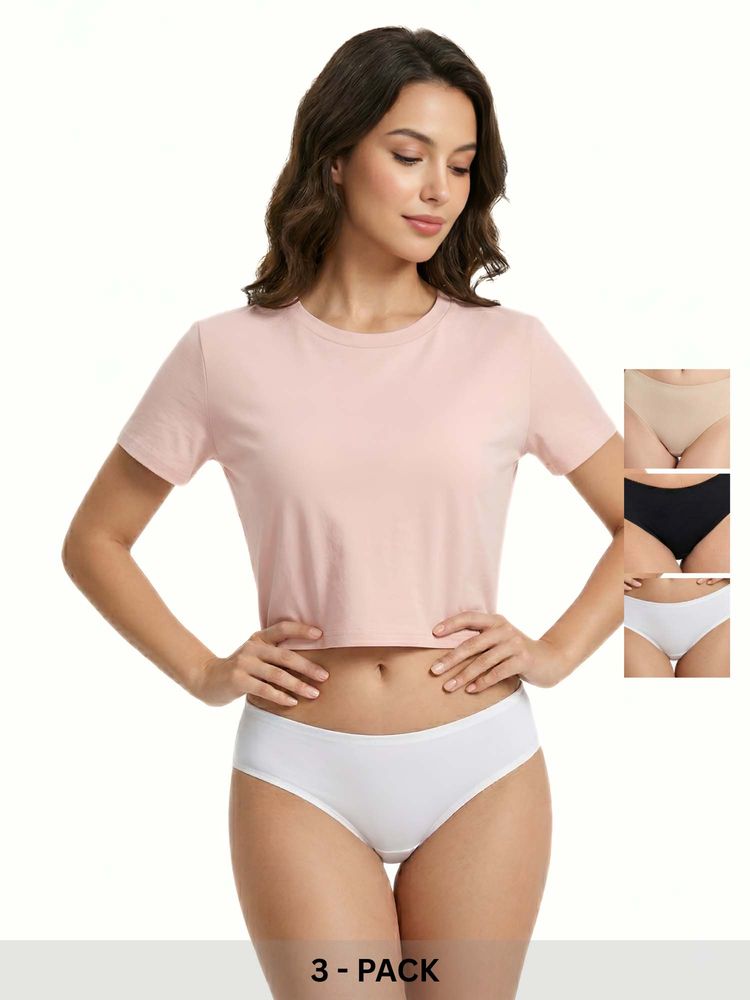 Curwish Women's Seamless Beautiful Basics Briefs (Pack Of 3)-picture-22