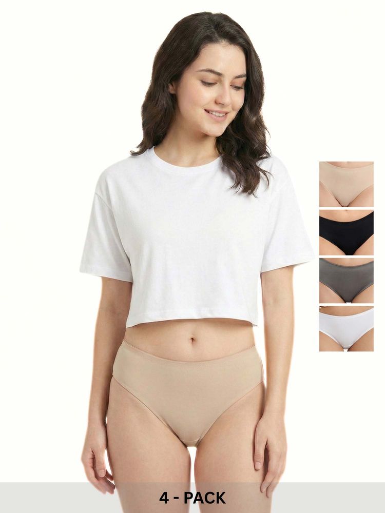 Curwish Women's Seamless Beautiful Basics Briefs (Pack Of 4)-picture-24
