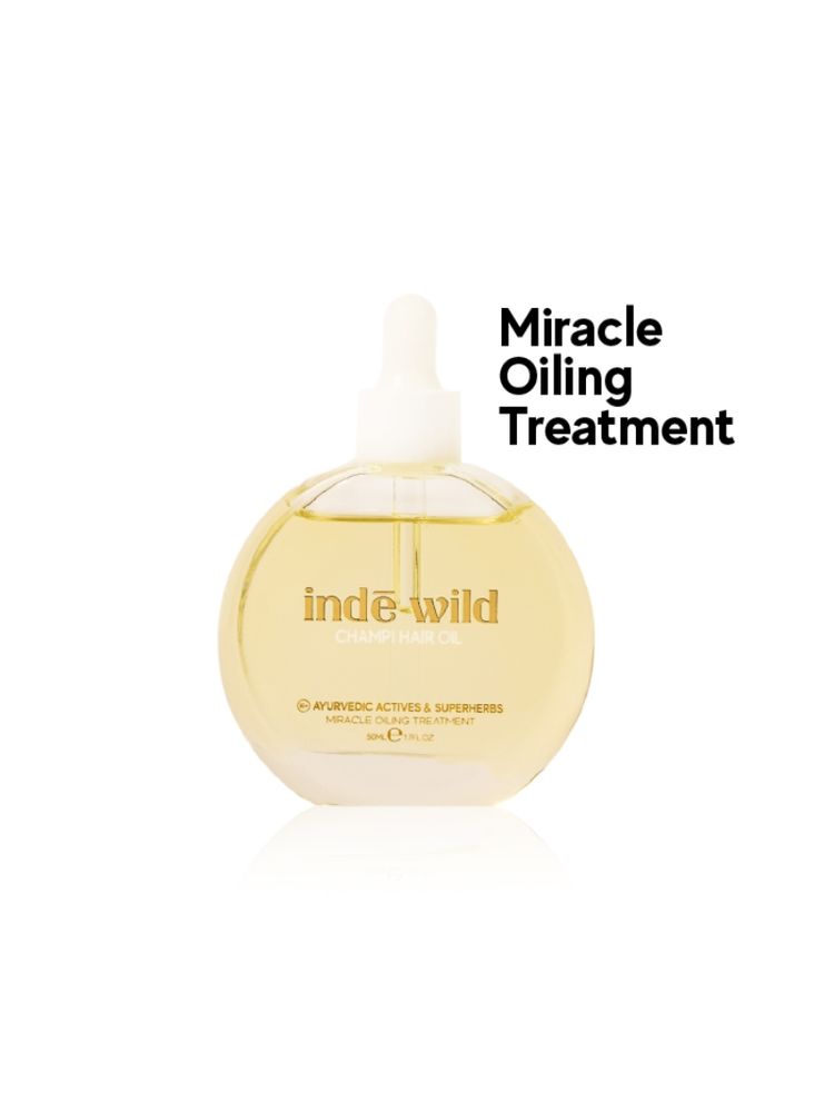 inde wild Champi Hair Oil With Bhringraj, Brahmi & Amla For Regrowth, Hairfall & Dandruff Control