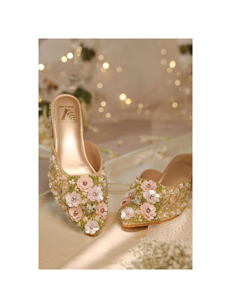 House of Vian Firdaus Gold Embroidered Mule Heels-picture-16