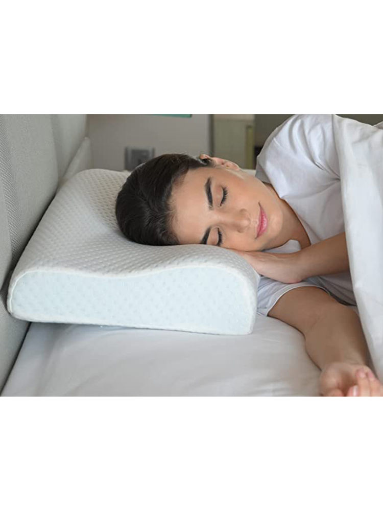 SLEEPSIA Cervical Contour Memory Foam Pillow- Gel Pillow With Washable Cover -Standard- Pack Of 1