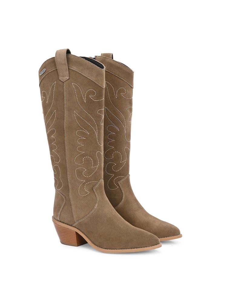 Delize Women Beige Suede Leather Casual Boots-image-46