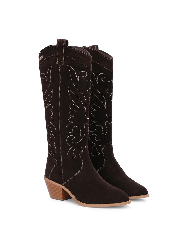 Delize Women Brown Suede Leather Casual Boots-image-13