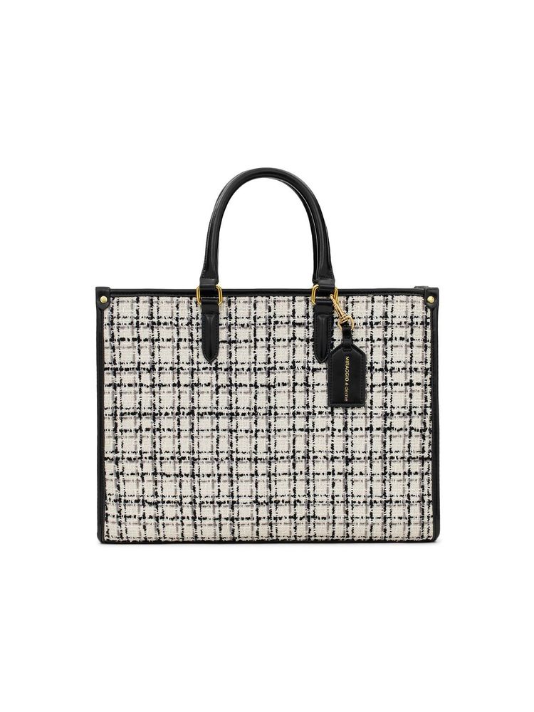 MIRAGGIO Denice Oversized Tweed Tote Bag with Crossbody Strap -White (XL)-picture-24