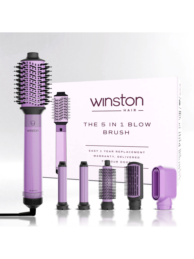 Winston 5 In 1 Hair Blow Brush Multi Styler For All Hair Types- Purple