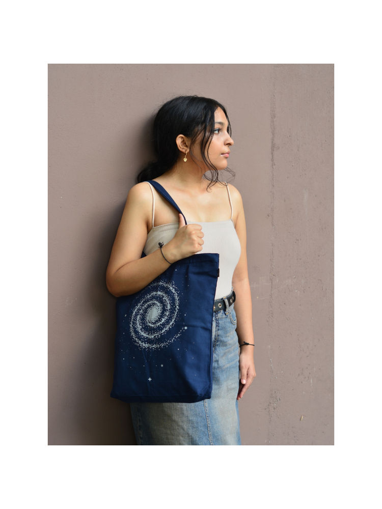 EcoRight Navy Blue The Milky Way Canvas Tote Bag with Zip-picture-26