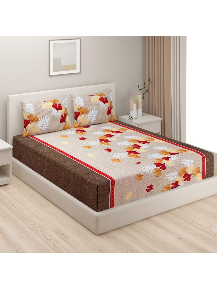 Swayam Floral 170 Tc Double Bedsheet With 2 Pillow Cover Multi-Color-picture-42