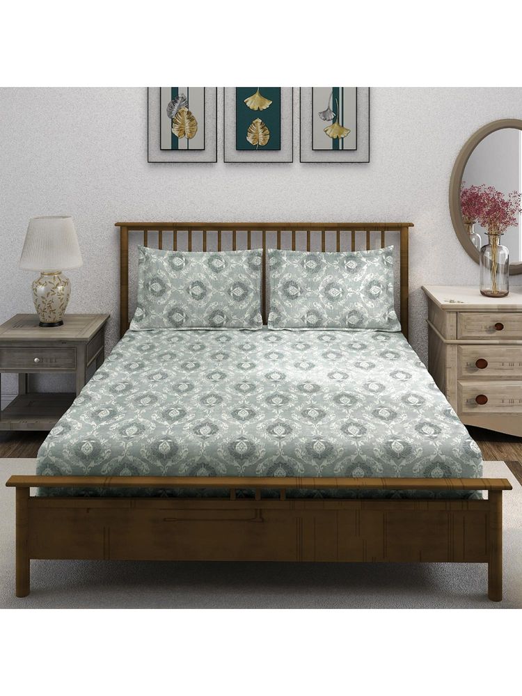 Swayam Floral 210 Tc King Bedsheet With 2 Pillow Cover Multi-Color-image-0