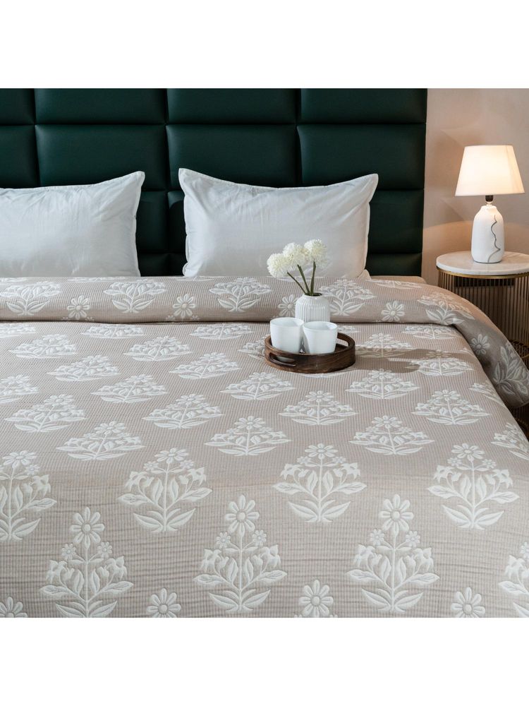 Saral Home Booti All Season Bedspread-Comforter-Quilt with 2 Pillow Cover Beige-picture-28