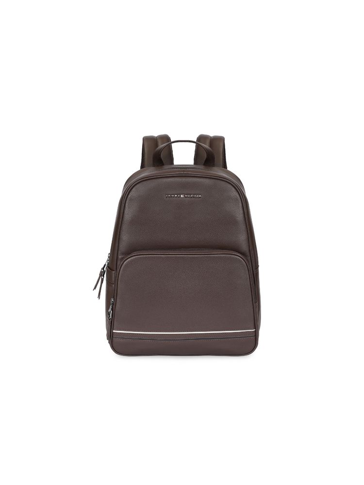 tommy hilfiger accessories Tommy Hilfiger Unisex Petersburg Pebbled Leather Laptop Backpack - Brown-picture-13