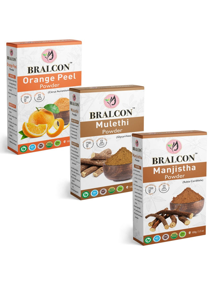 BRALCON Orange, Mulethi & Manjistha Powder Combo - Set Of 3-picture-18