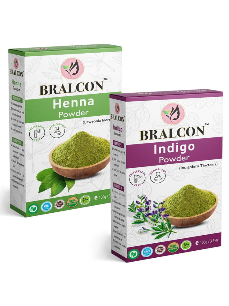 BRALCON Organic Henna & Indigo Powder Combo - Set Of 2-image-2