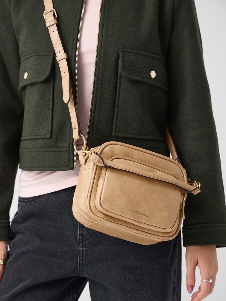 Accessorize London Women's Nude Boxy Sling Bag With Detachable Strap-image-13