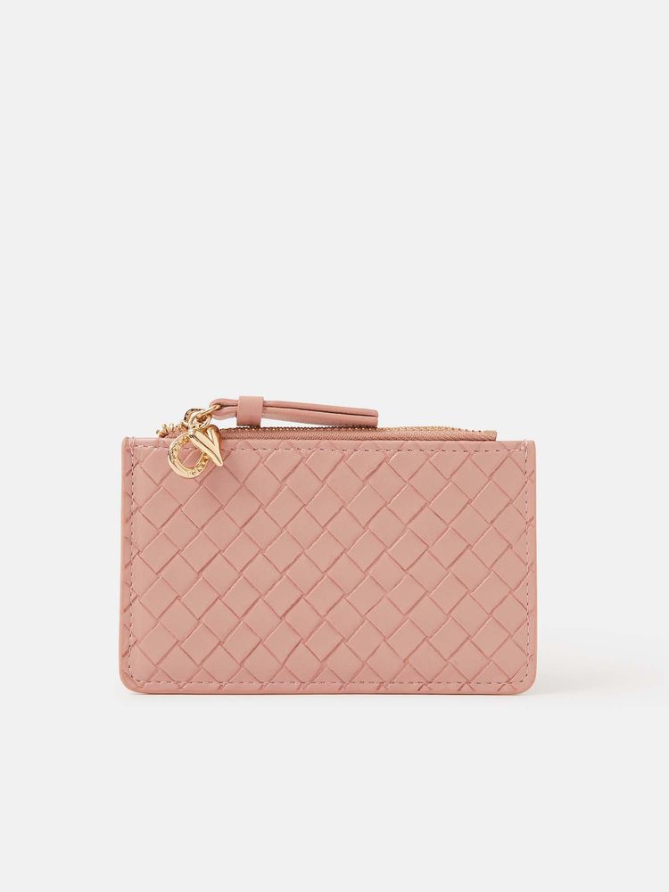 Accessorize London Women's Pink Charm Textured Card Holder-image-3