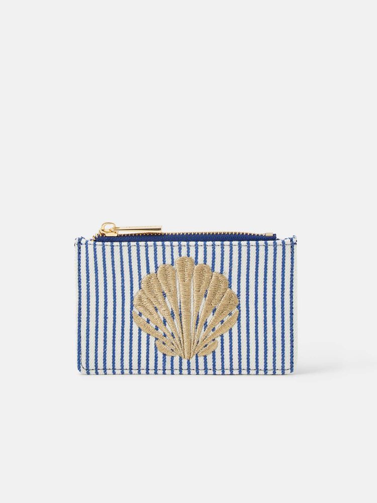 Accessorize London Women's Blue Shell Embroidered Card Holder-picture-28