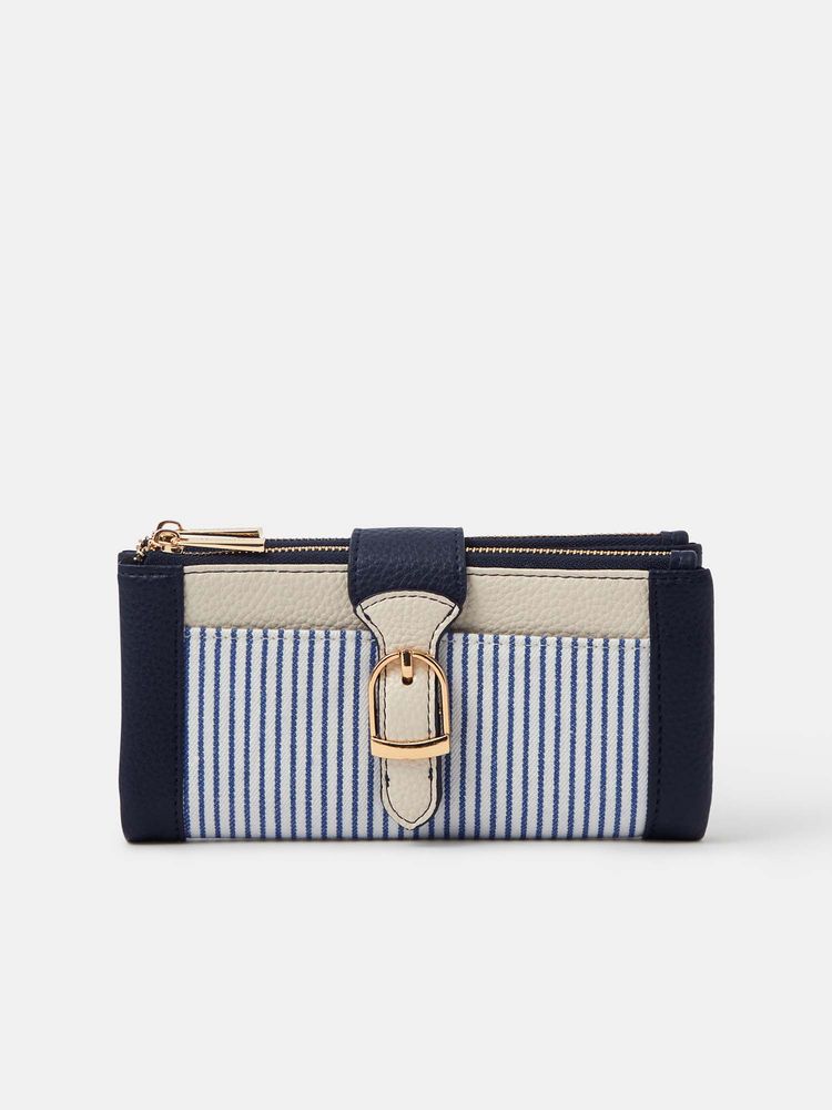 Accessorize London Women's Blue Stripe Buckle Wallet-image-33