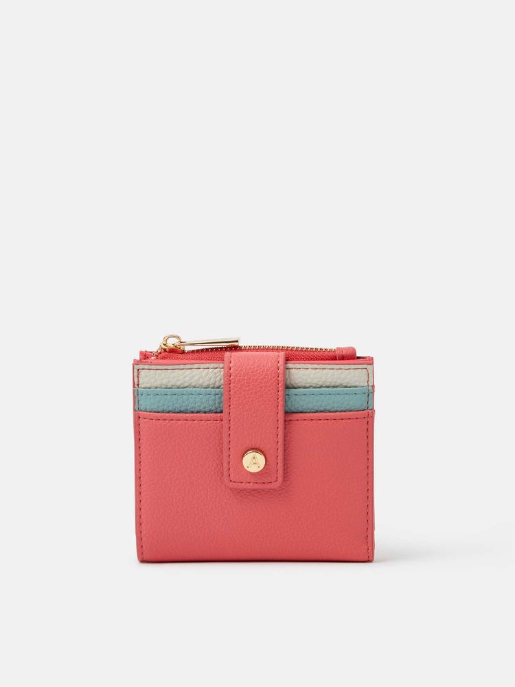 Accessorize London Women's Pink Compact Colorblock Wallet-image-29