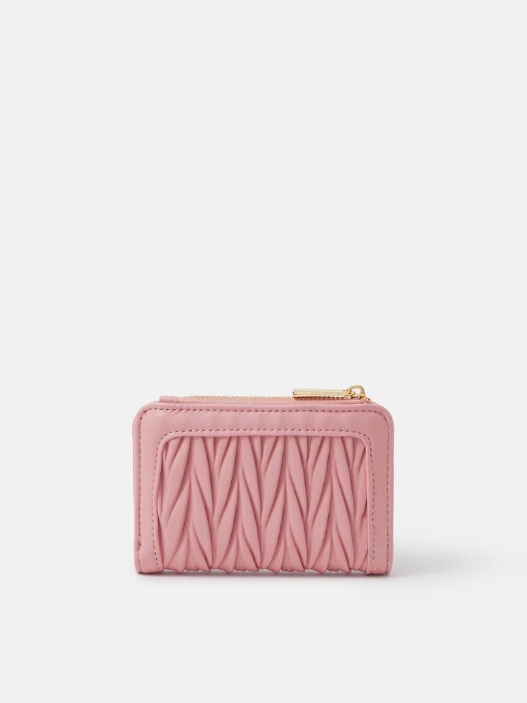 Accessorize London Women's Pink Ruched Bi-Fold Wallet-image-3