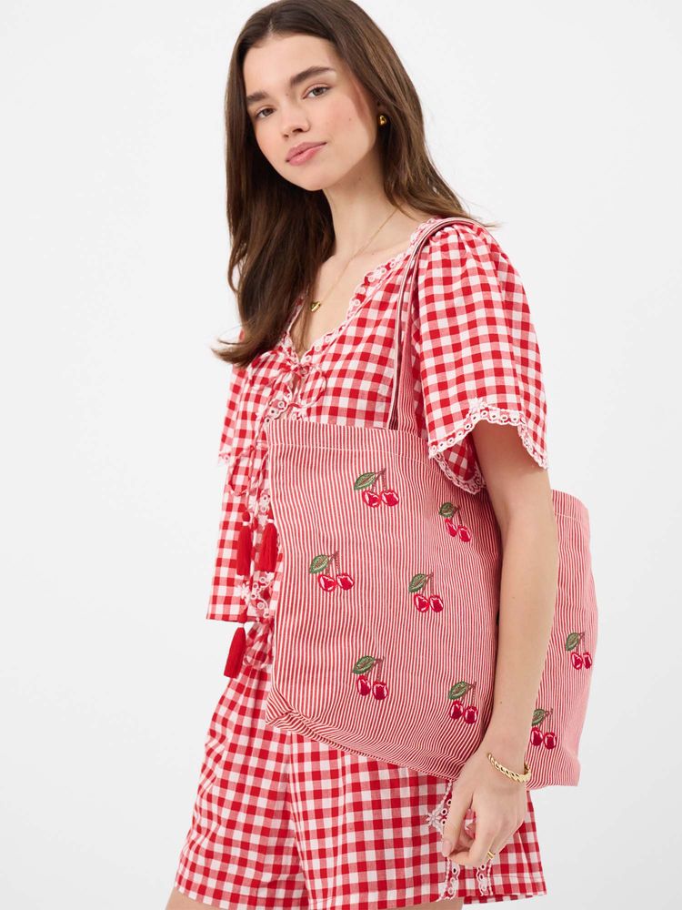 Accessorize London Women’s Red Cherry Stripes Shopper Tote Bag-image-27