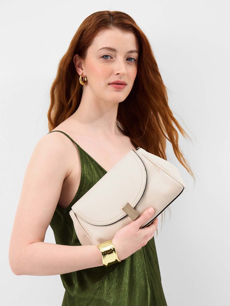 Accessorize London Women's Cream Lock Detail Clutch With Detachable Strap-picture-20