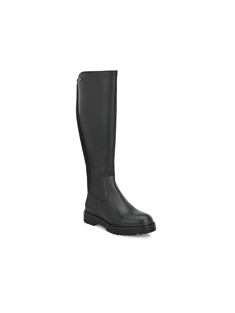 Delize Black Solid Knee Boots-image-2