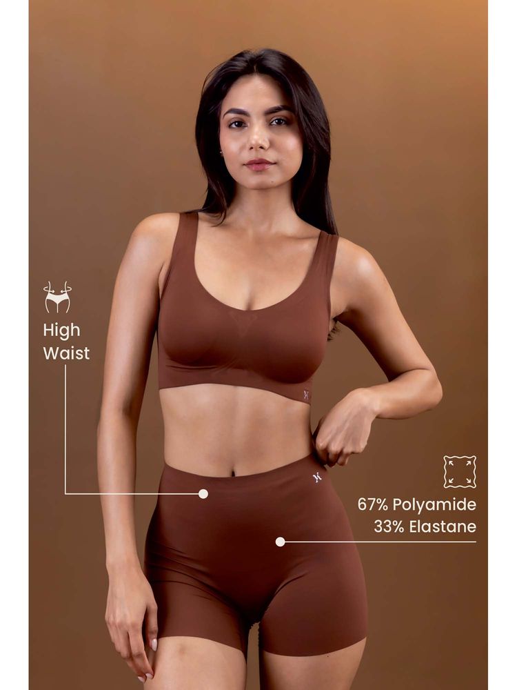 Krvvy Seamless High Waist Shaper Short For Women Brown-image-31