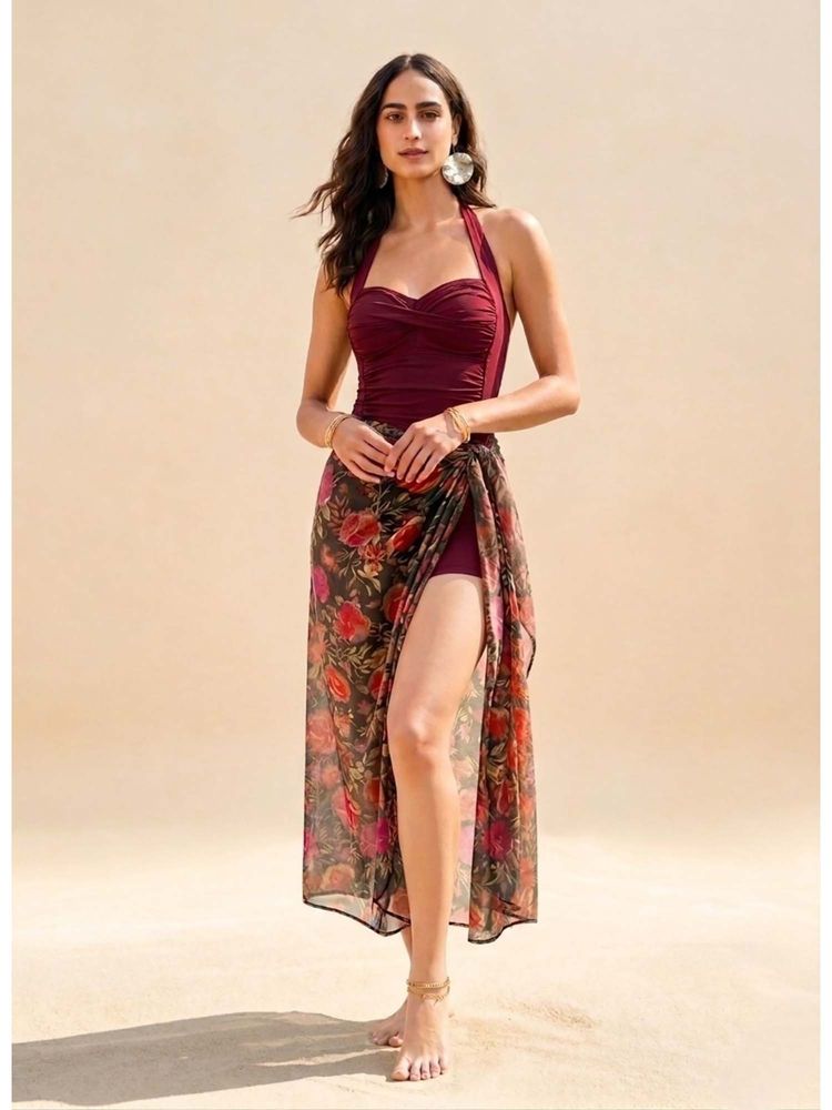 WomanLikeU Padded Monokini With Floral Printed Sarong (Pack of 2)-picture-36