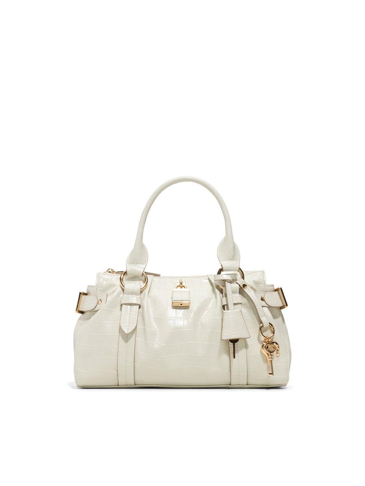 Aldo Alosa Womens White Satchel Bag With Detachable Strap & Charm-picture-27