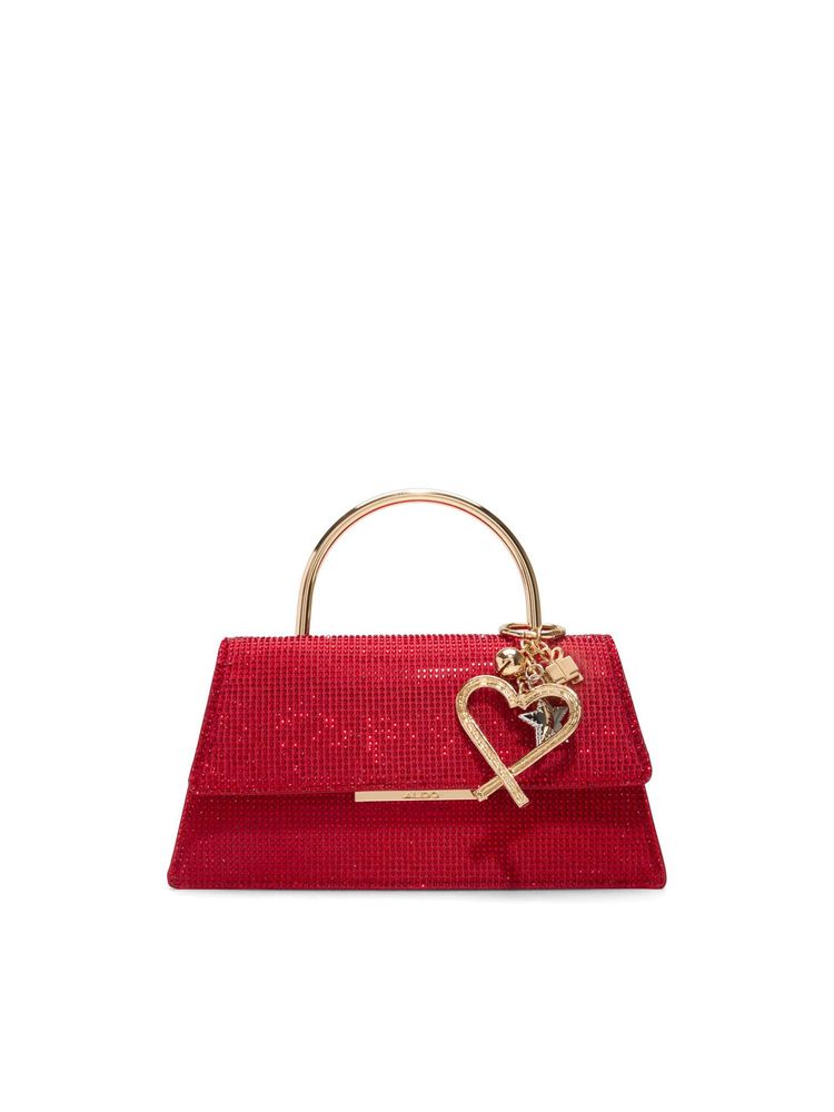 Aldo Candycane Womens Red Top Handle Handbag With Detachable Strap & Charm-image-8