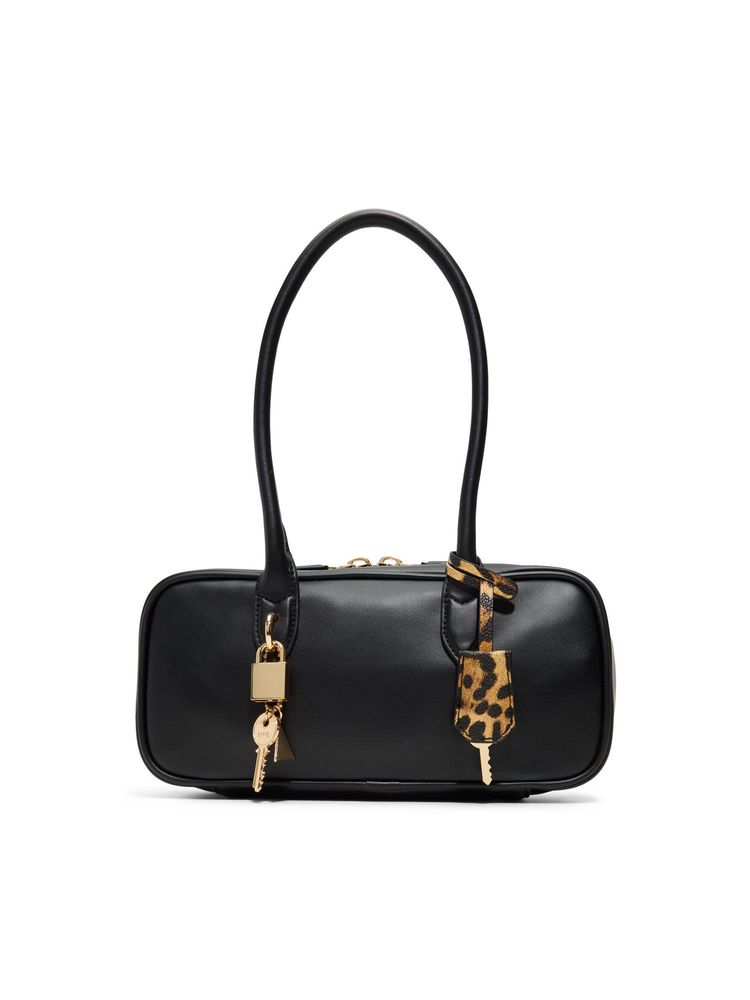 Aldo Daystrom Womens Black Satchel Bag With Two Charms-image-9