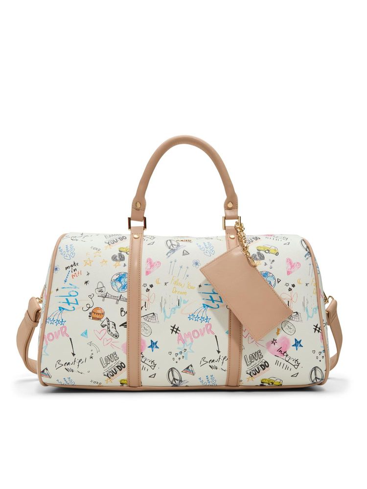 Aldo Philipina Womens White Duffle Bag With Detachable Strap & Card Case-picture-15