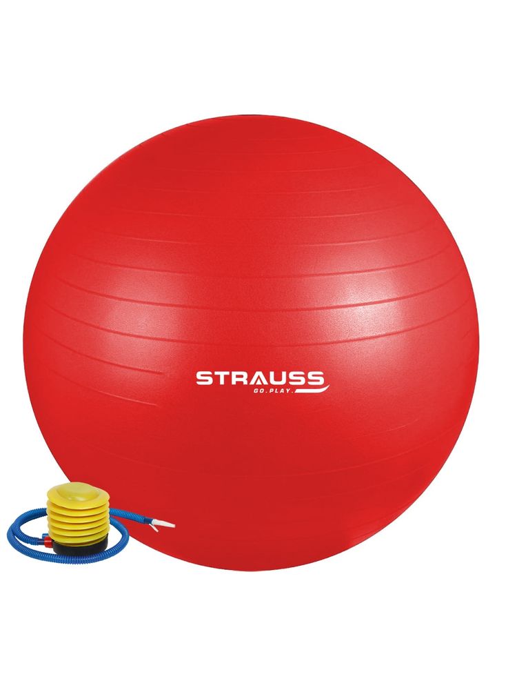 Strauss Rubber Anti-Burst Gym Ball, Round Shape, 55 cm (Red)-image-24