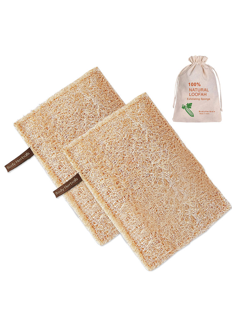 BodyHerbals Natural Sun Dried Rectangular Bath Loofah - Pack of 2-image-44